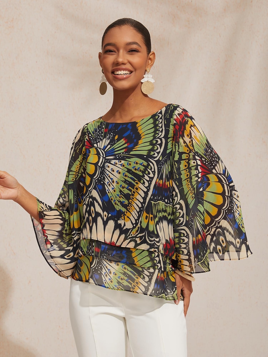 splývavý šifonový top s motýly v džungli 2026 - $67.99 –P4