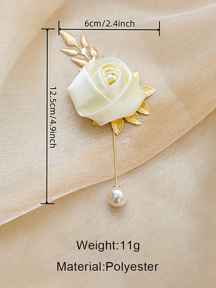 Мужская булавка для лацкана из полиэстера в виде розы – несколько цветов – элегантный аксессуар для свадьбы и вечеринки с жемчужной отделкой. 2026 - $7.99 –P9