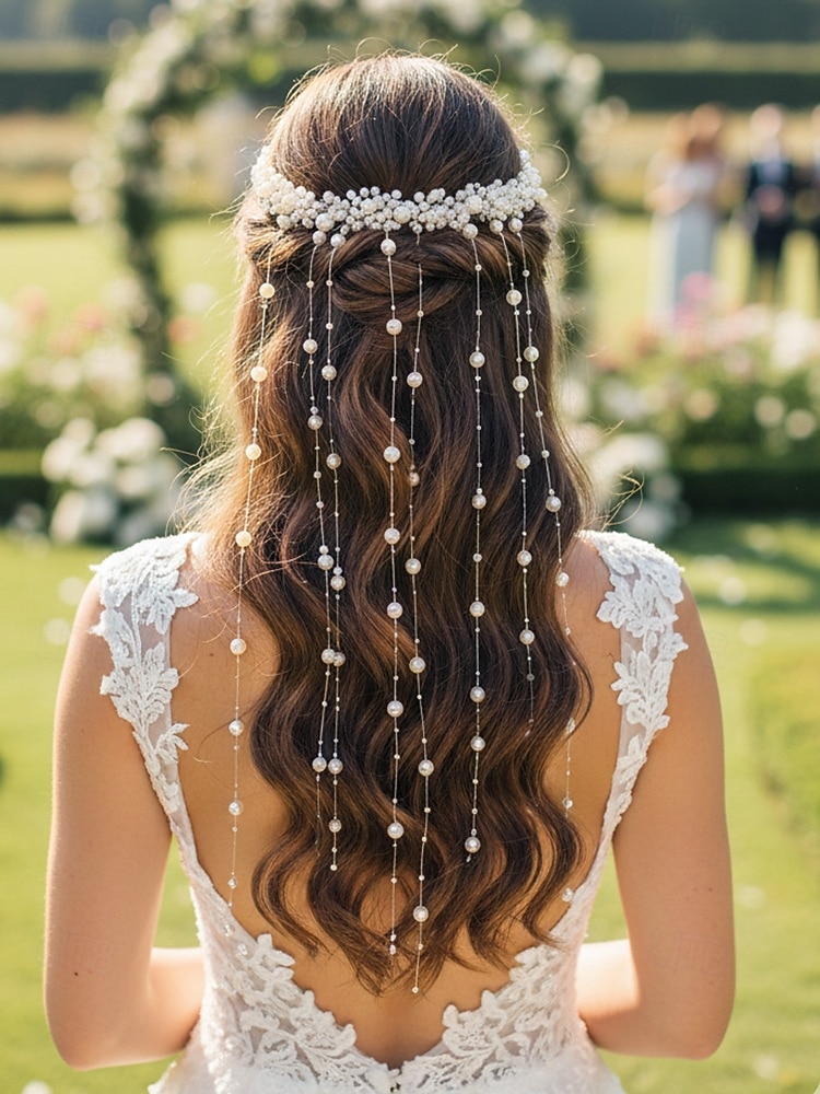Женское украшение для волос с кисточками из искусственного жемчуга, элегантный свадебный аксессуар для свадеб, идеально подходит для невест. 2026 - $11.99 –P1