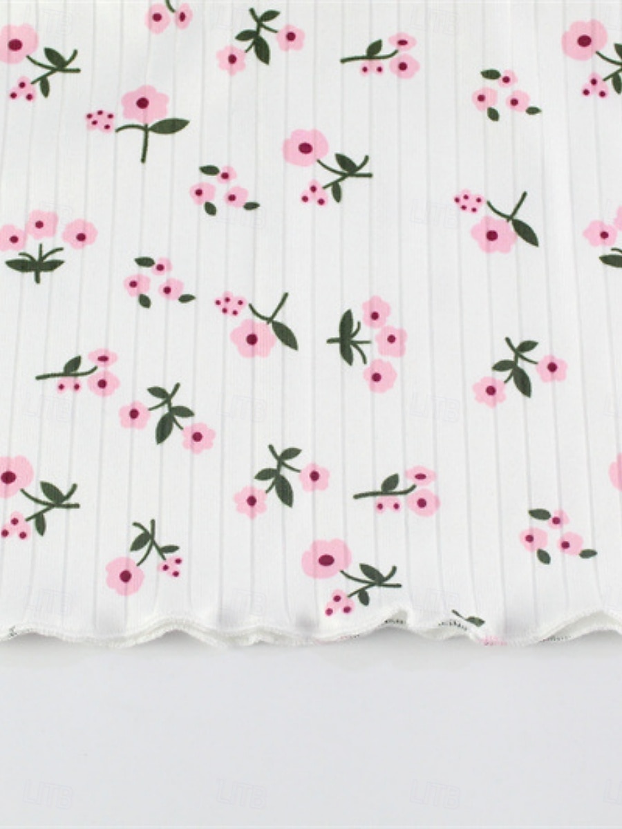 Pentru femei Set pijama Casual Confortabili Floral Talie elastică Pantaloni Scurți Zilnic Casă Fără manșon Curele de Alb Vară Primăvară Zvelt 2026 - $14.99 –P6