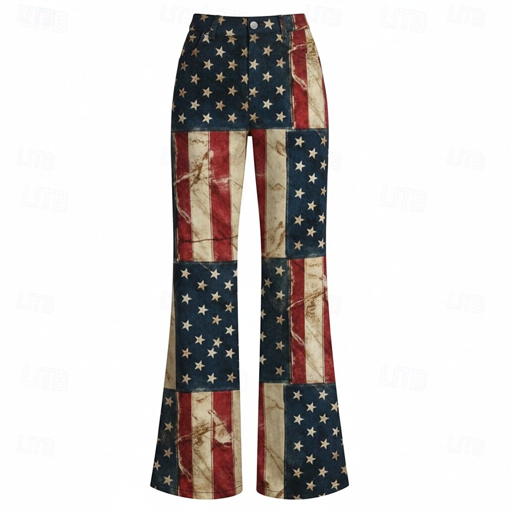250-årsjubileum i USA Retro / vintage 1970erne Bukser Bell Bottom Bukser Hippie Disk Høy Midje Kostyme Dame Maskerade 4. juli Fest Uavhengighetsdagen Voksne Bukser 2026 - $32.99 –P2