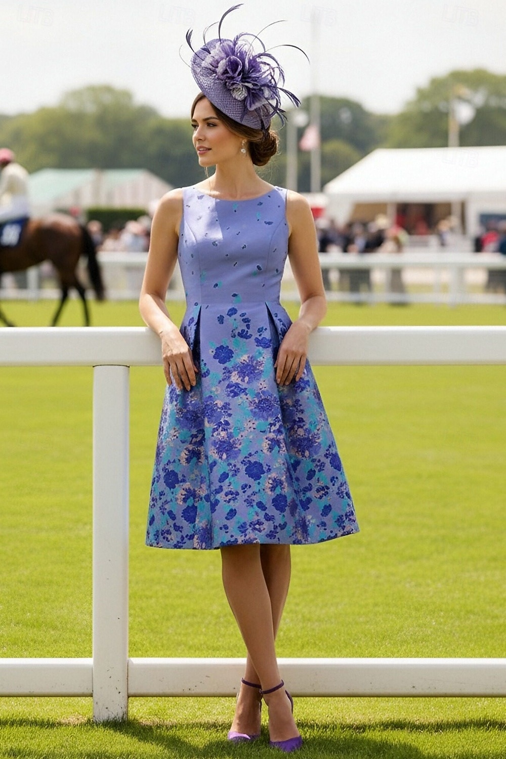 Corte A Hasta la Rodilla Vestido Derby Vestimenta formal Elegante Sin Mangas Cuello Barco Formal El derby de Kentucky con Bloque de Color 2026 - $172.99 –P1
