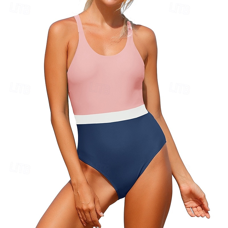 Women's Bathing Suit Swimsuits One Pieces Color-blocking Brief Leg Quick Dry Elastic Sleeveless Swimwear Swimsuit Surfing Beach Swimming Summer 2026 - $25.99 –P1