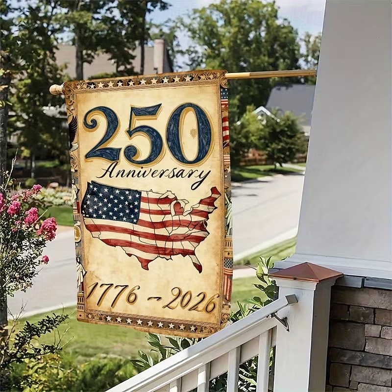 US 250th Anniversary Garden Flag Vintage Style America 250 Flag Design Commemorative 1776-2026 Yard Decoration for Patriotic Celebration Semiquincentennial 4th of July Independence Day 2026 - $9.99 –P2