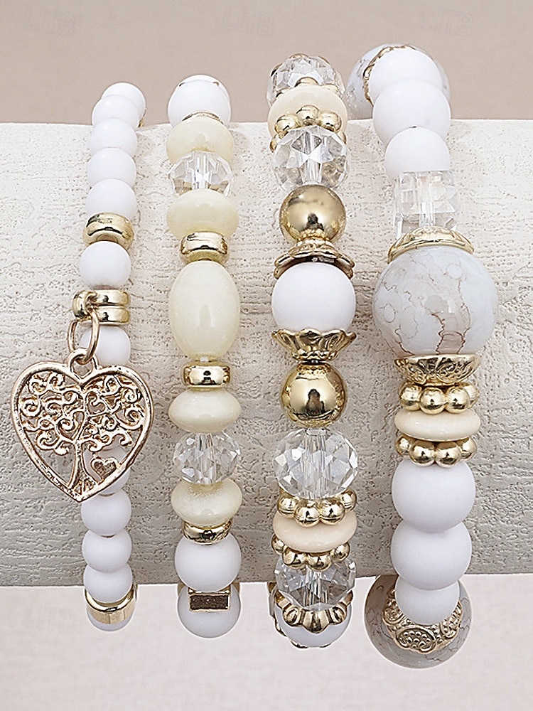 Γυναικείο σετ βραχιολιών από ακρυλικό και κράμα αλουμινίου σε στυλ boho – πολλά χρώματα, γούρι σε σχήμα καρδιάς, ιδανικό για την ημέρα του Αγίου Βαλεντίνου και για καθημερινή χρήση 2026 - $11.99 –P11