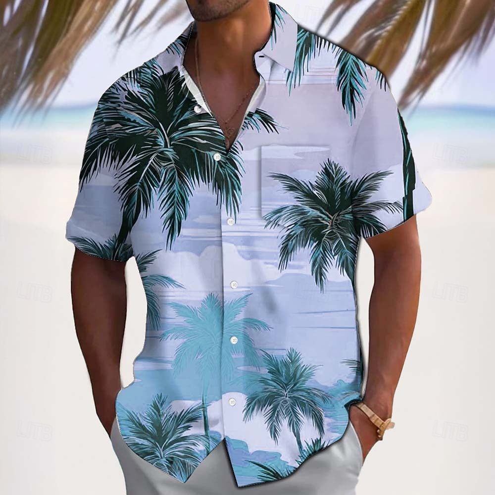 Męskie Drzewo kokosowe Kolor gradientu Rośliny Tropikalne Koszula hawajska Zapinana na guziki koszula Koszula Aloha Krótki rękaw Hawajskie Święto Stroje plażowe Lato Wiosna Wieczorne Druk 3D koszule 2026 - $25.99 –P3