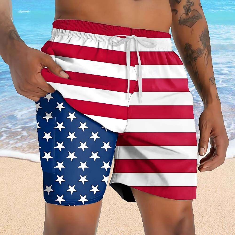 Per uomo 4 luglio, 250° anniversario degli Stati Uniti Bandiera degli Stati Uniti Patriottico Pantaloncini foderati Pantaloncini da bagno 2 in 1 Pantaloncini da mare Misura del girovita medio Moda del 2026 a $20.99 –P3
