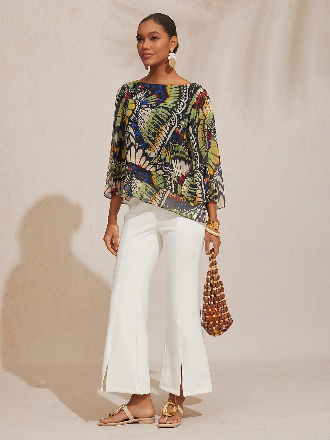 splývavý šifonový top s motýly v džungli 2026 - $67.99 –P1