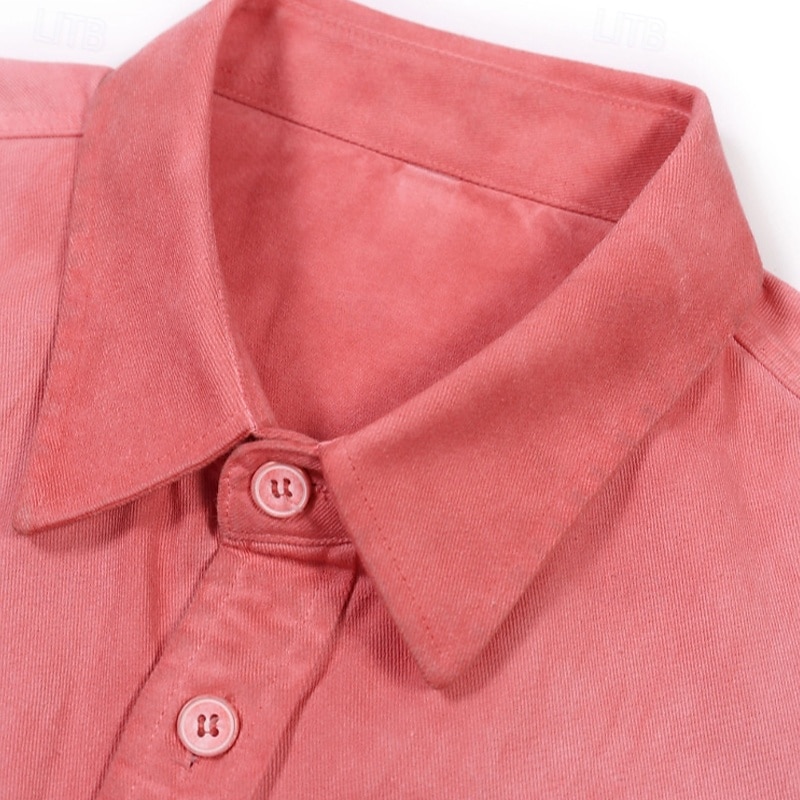 SoftFade™ Men's Shirt Casual Shirt Cotton Shirt Acid Wash Shirt Green Apricot Light Blue Long Sleeve Plain Shirt Collar Casual Daily Front Pocket Clothing Apparel Cotton Elegant Fashion Casual 2026 - $31.99 –P8