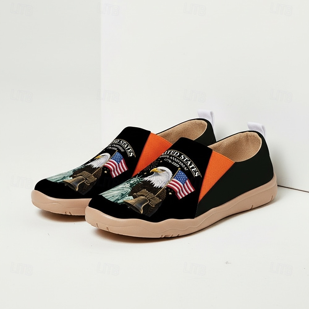 Verenigde Staten 250e Jubileum Dames USA Gedrukte Brede Slip-On Schoenen – Lichtgewicht Wandelschoenen Patriottische Stedelijke Casual Stijl voor Straatmode Festivals Reizen  Dagelijks Gebruik 2026 - $59.99 –P2