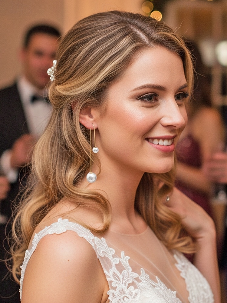 Женские серьги-подвески с искусственным жемчугом – материал: сплав и искусственный жемчуг, элегантный дизайн – идеально подходят для свадеб и повседневной носки. 2026 - $7.99 –P2