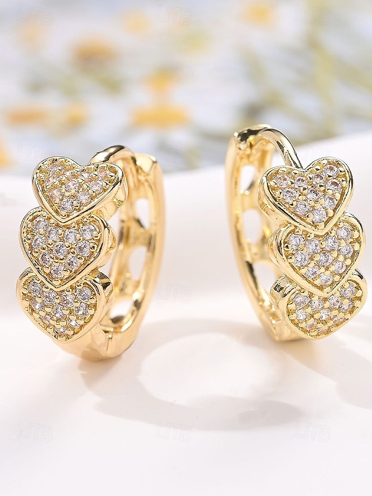 Dámské křišťálové náušnice ve tvaru srdce, pozlacená slitina, více barev, ideální na Valentýna, svatby i každodenní nošení 2026 - $11.99 –P5