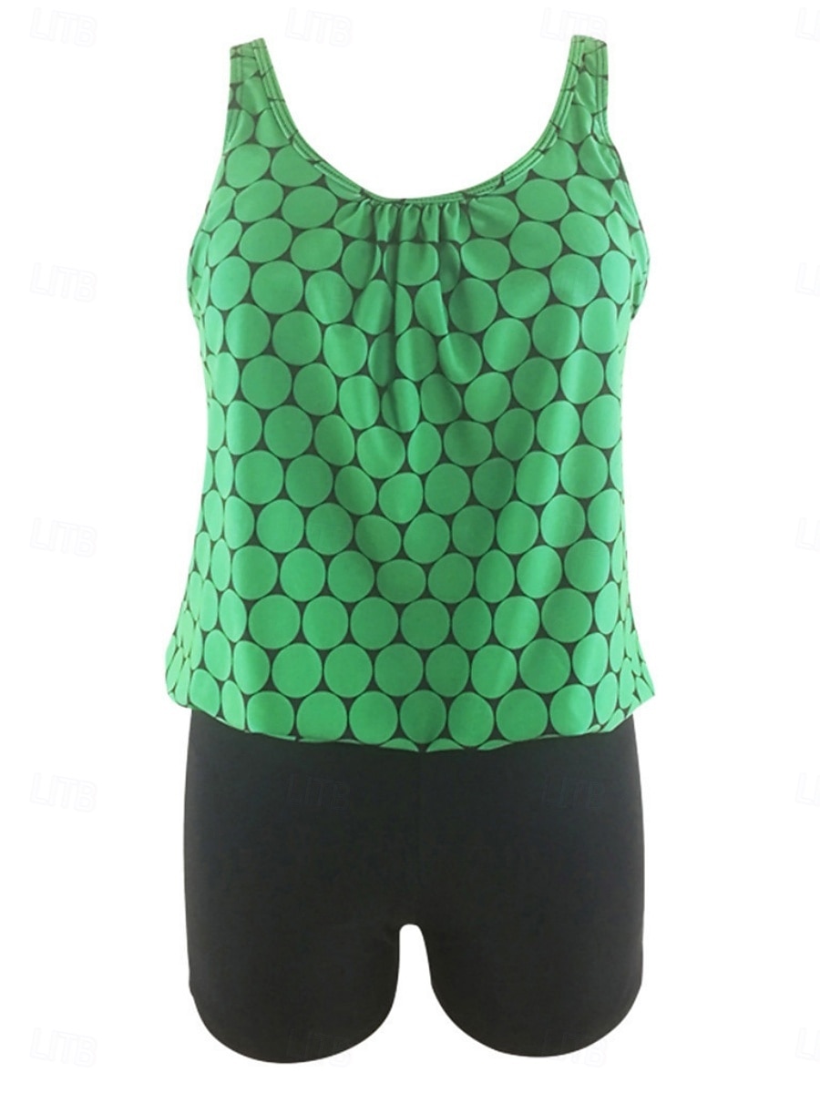 Mulheres Roupa de Banho Tankini 2 partes Cintura Alta roupa de banho Compressão abdominal Cintura Alta Delgado Frente Única Férias Roupa de Praia Geométrico Decote V Sem Manga Fatos de banho de 2026 por $28.99 –P6