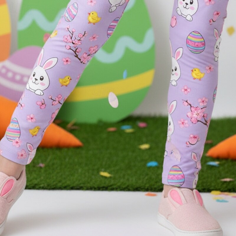 Easter Girls' 3D Graphic Rabbit Pants Leggings Spring Fall Cute Streetwear Basic Kids 4-12 Years Casual Daily Outdoor Regular Fit 2026 - $15.99 –P3