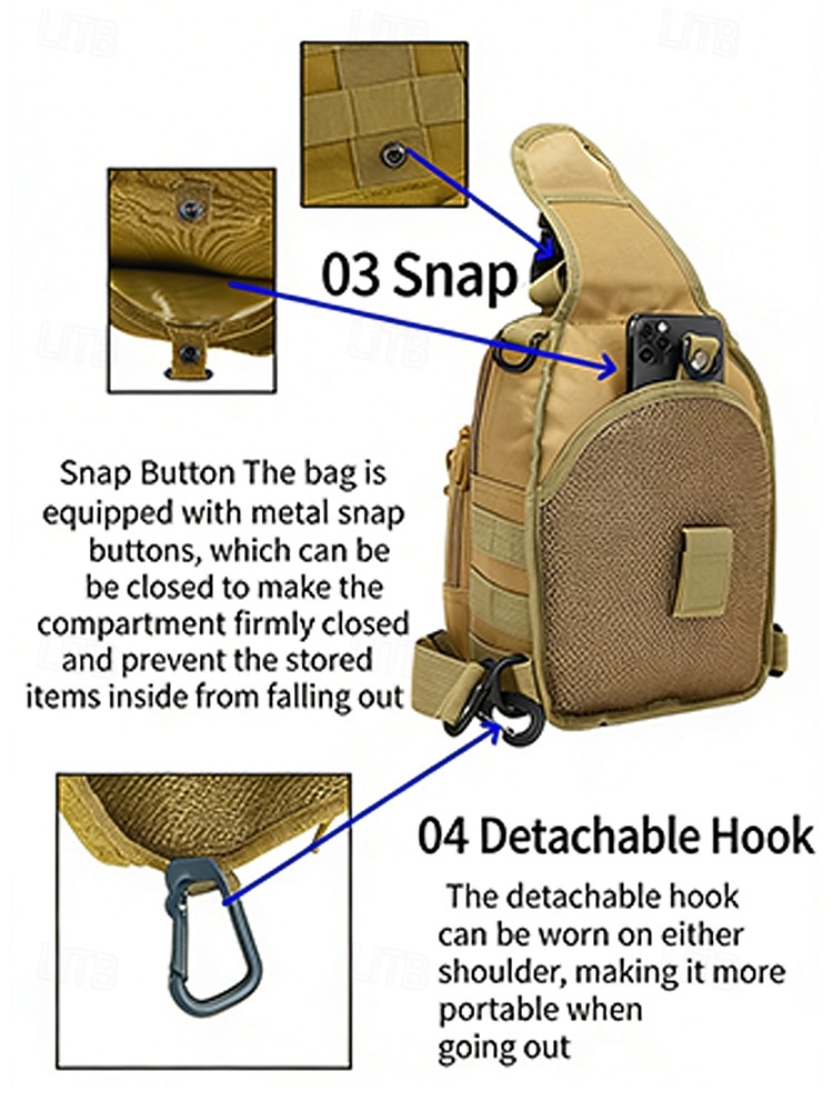 Men's Camouflage Nylon Sling Bag Chest Bag– Multi-Pocket, Large Capacity, Durable Design for Outdoor Sports, Hiking, Camping and Travel 2026 - $18.99 –P10