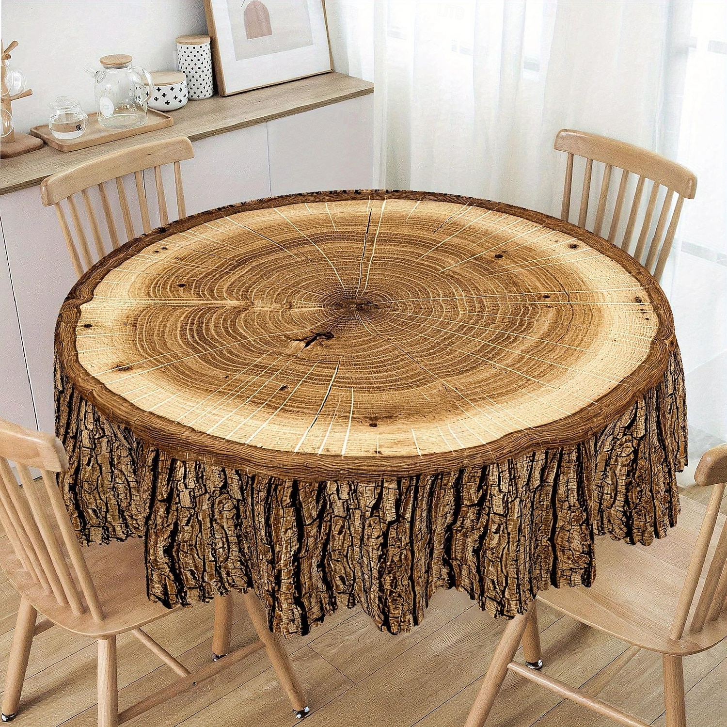 Mantel vintage con temática de troncos y patrón de vetas de madera, estilo rústico, para mesa de comedor, decoración de casa de campo para cocina o sala de estar 2026 - $12.49 –P2