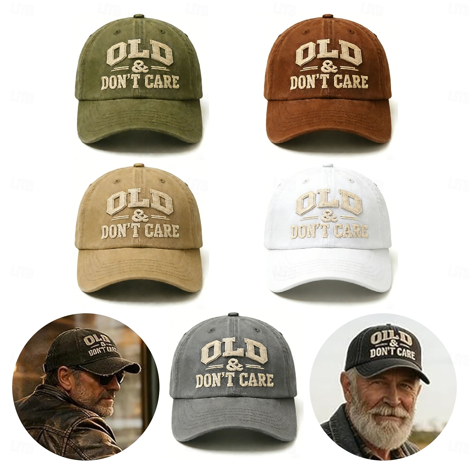 Vintage Distressed Old & Don't Care Cap, Classic Dad Hat Adjustable Cotton Retirement Baseball Cap, Cotton Dad Hat, Fun Adjustable Trucker Hats for Men Women, Funny Gifts 2026 - $21.99 –P1