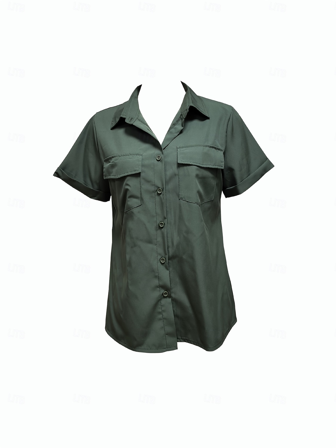 Damen Sommerhemd Kleidhemd Bluse Tasche Knöpfe Elegant Vintage Stilvoll Kurzarm Umlegekragen Normale Oberteile Täglich Arbeit Grün Sommer Frühling 2026 - $27.99 –P5
