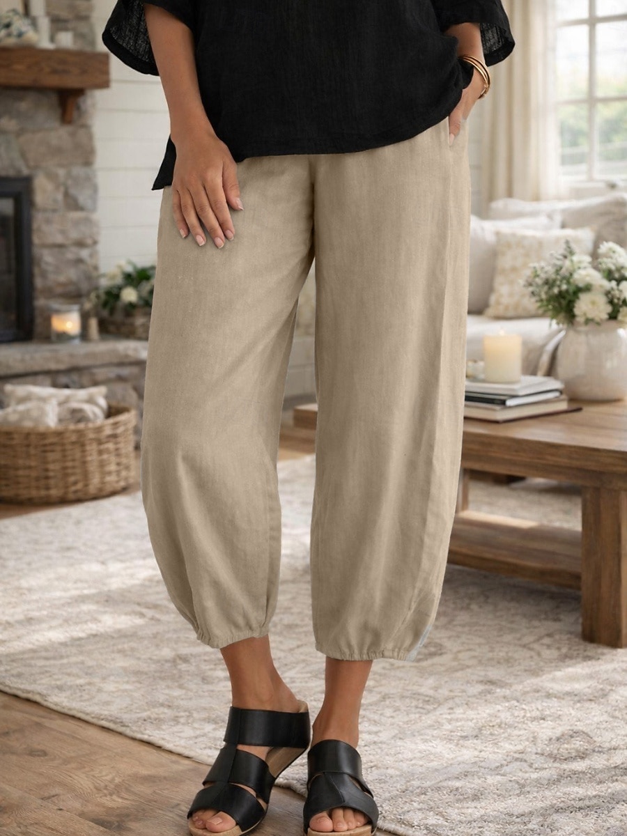 Mujer Pantalones Capri Pantalones de lino y algodón Chinos Pantalones cortos de verano Vacaciones Ropa de calle Básico Hasta el Tobillo Media cintura Plano Bolsillo Confortable Comodidad Cómodo Rígido 2026 - $18.49 –P4