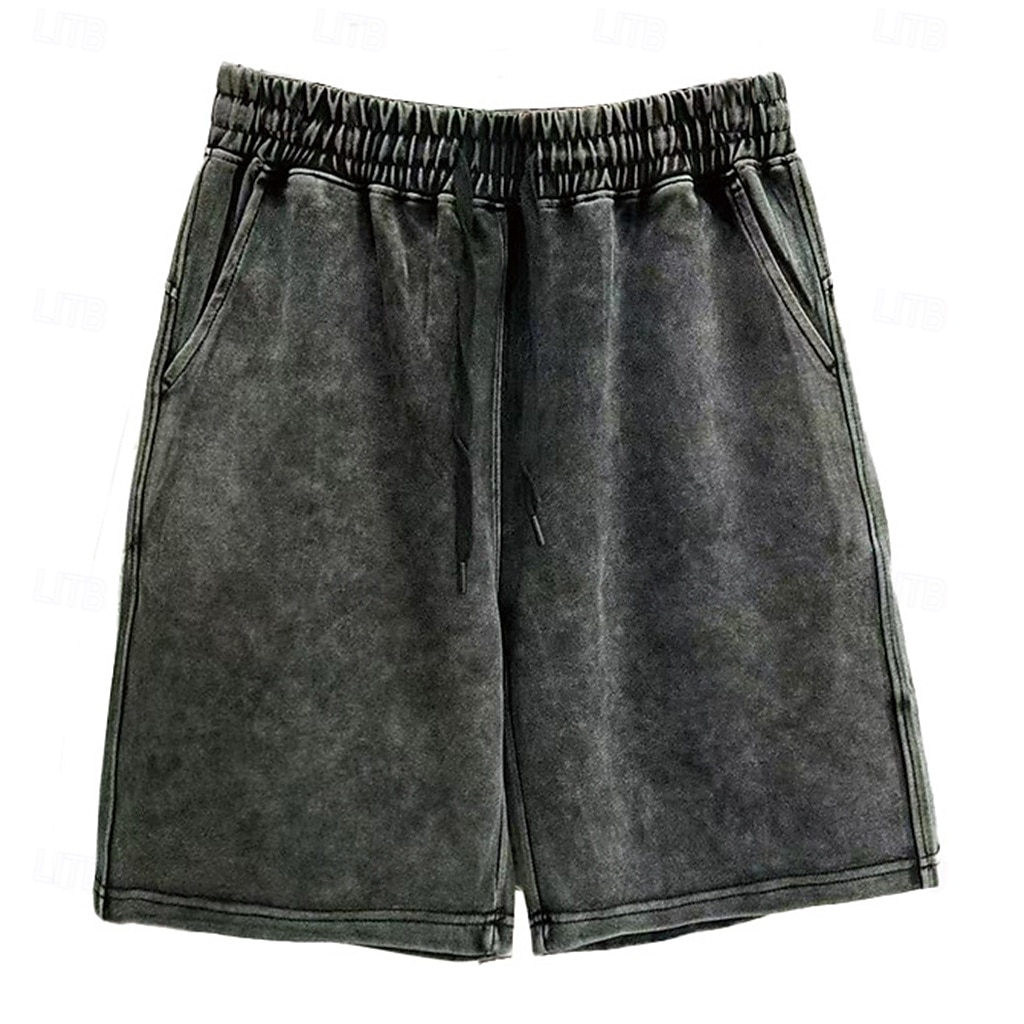 Herren Shorts Freizeitshorts Acid Wash Shorts Kordelzug Elastischer Bund Einheitliche Farbe Komfort Atmungsaktiv Knielang Täglich Streetwear Ferien Mode Retro Vintage Schwarz Marineblau Mikroelastisch 2026 - $22.99 –P3