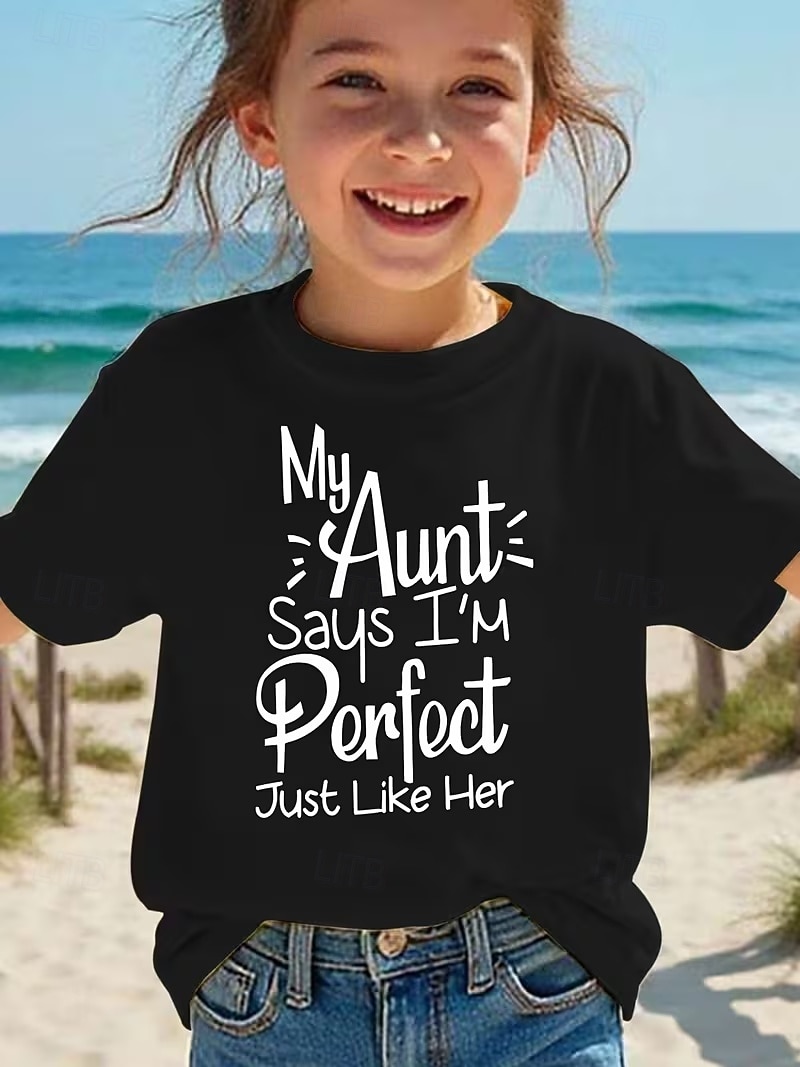 Mädchen 3D Grafik Buchstabe T-Shirt Kurzarm 3D-Druck Sommer Frühling Sport Mode Streetwear Kinder 4-12 Jahre Rundhalsausschnitt Lässig Täglich Outdoor Normale Passform 2026 - $12.99 –P6