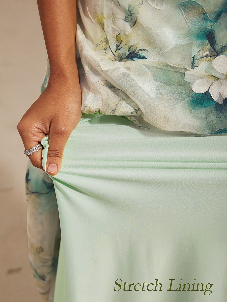 Pentru femei Rochie Maxi Rochii din Șifon Vacanță Zilnic Vacanță Invitat la nunta Floral Fără manșon Glugă Gât Trifoi 2026 - $166.99 –P4