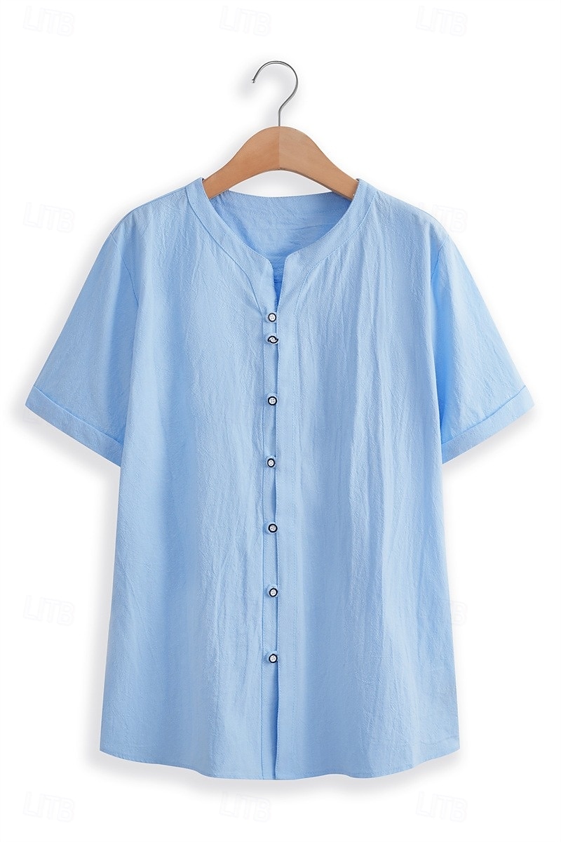 Homme Chemise Chemise en lin Chemise d'été Tenue de plage Chemise à col officier Chemise Boutonnée Uni Occasionnel Quotidien Noir Blanche Kaki Gris Manche Courte Col mandarin Été Vêtement Tenue de 2026 ? $24.99 –P3