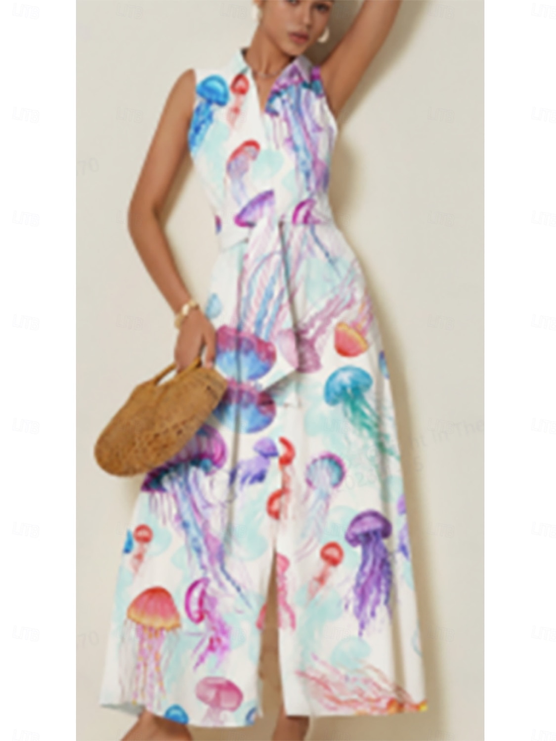 Maxikleid mit ätherischem Quallen- und Leinen-Effekt 2026 - $113.99 –P1