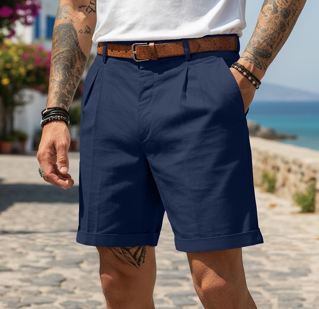 Per uomo Shorts Shorts di Lino Shorts eleganti Pantaloncini Estivi Pantaloncini plissettati Elastico in vita Gamba Dritta Semplice Tinta unita Comodità Traspirante Lunghezza al ginocchio Quotidiano del 2026 a $25.99 –P7