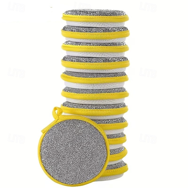 Conjunto de 12 esponjas e raspadores de cozinha resistentes - panos de prato empilháveis que não riscam, na cor verde com superfície bege - ideais para pratos, panelas, frigideiras e bancadas - podem de 2026 por $11.99 –P8