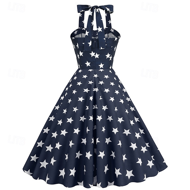 250-årsjubileum i USA 1950-tallet Retro / vintage Middag Swing kjole Halter Flare kjole Ermeløs Stjerner Kostyme Dame 4. juli Uavhengighetsdagen Voksne Kjole 2026 - $27.99 –P3