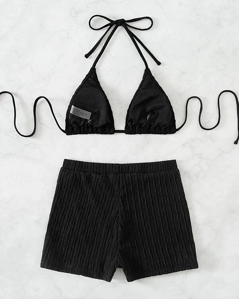 Dámské Bikinové sety 2 ks Plavky Jednobarevné Ochrana proti UV záření Elastický Bez rukávů Plavky Surfování Potápění Plavání Léto 2026 - $16.49 –P19