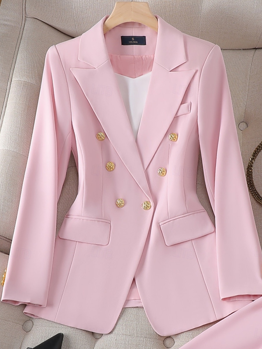 Femmes Blazer Veste Décontractée Confortable Boutons Élégant Mode Occasionnel Couleur Unie Formel Tenue quotidienne Sortir Week-end Long Revers Cranté Coupe régulière manche longue Vêtements de 2026 ? $58.99 –P2