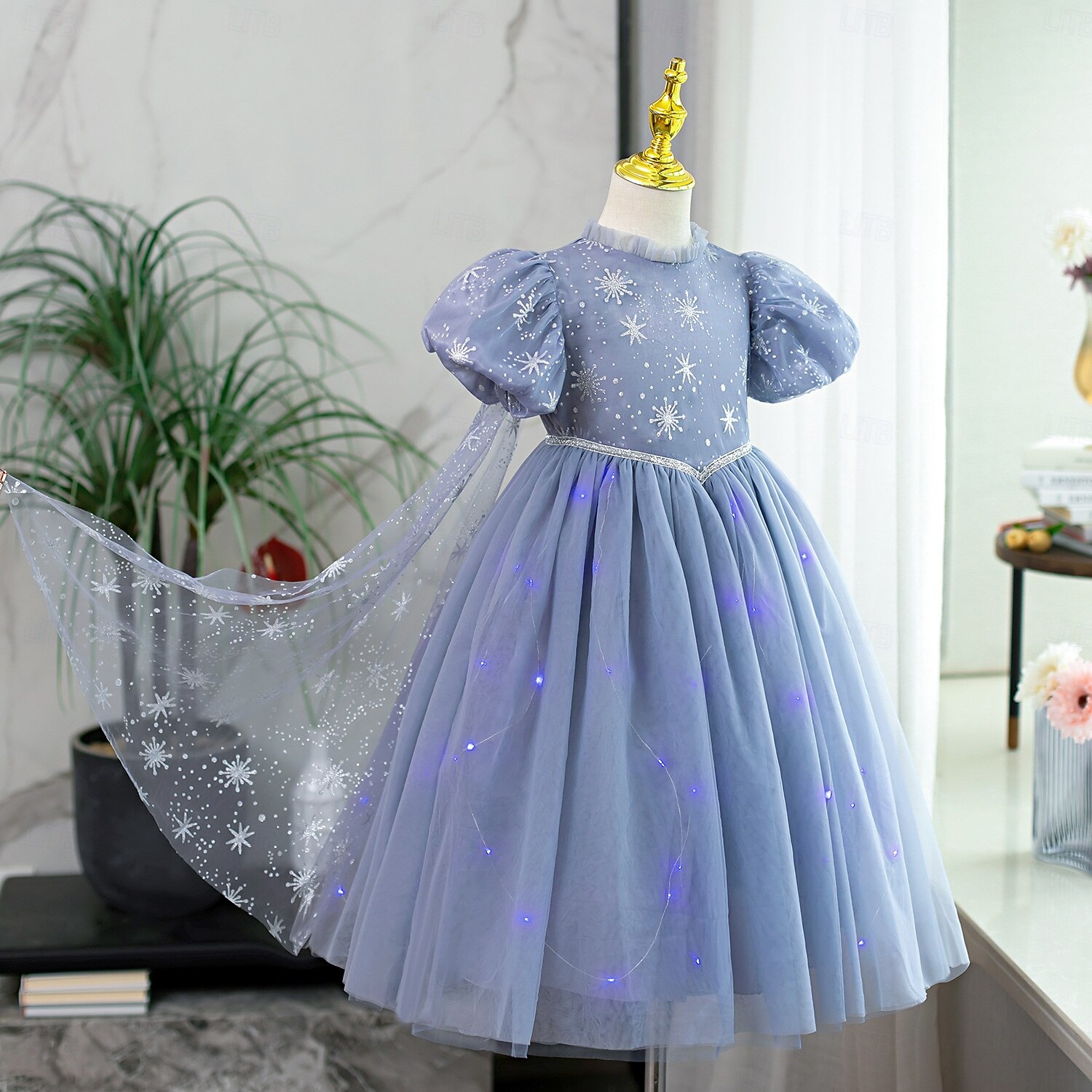 Buchwoche 2026, Mädchenkleid, einfarbig, Kurzarm, lässig, festlich, modisch, süß, Polyester, Sommer, ab 4 Jahren, hellgrau 2026 - $58.99 –P6