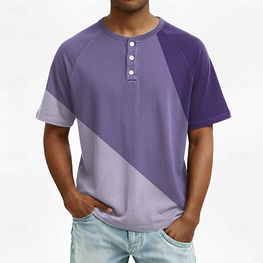 Hombre Geométrico Henley Shirt camiseta Manga Corta Moda Design Casual Diario Exterior Primavera verano Verano Todas las Temporadas Marrón Azul Oscuro Púrpura Verde Oscuro Henley Camiseta Henley 2026 - $20.99 –P1