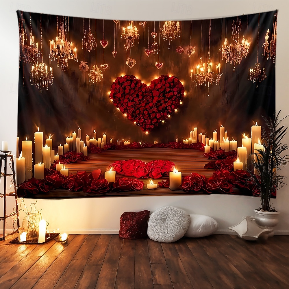 Valentinstag Tapisserie Banner Decke Herz Romantisch 3D Schlafzimmer Wohnzimmer Wohnheim Jugendzimmer Studentenwohnheim Wandveranda Wohndeko 2026 - $19.99 –P6