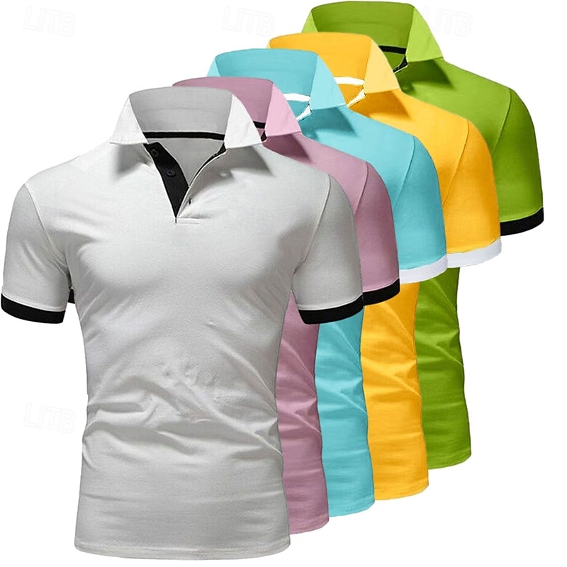 Per uomo Polo Maglia da golf Casuale Sportivo Classico Manica Corta Essenziale Tinta unica Semplice 5 pezzi Confezione multipla Estate Primavera Tutte le stagioni Vestibilità aderente 1 2 3 4 5 6 Polo del 2026 a $58.99 –P12