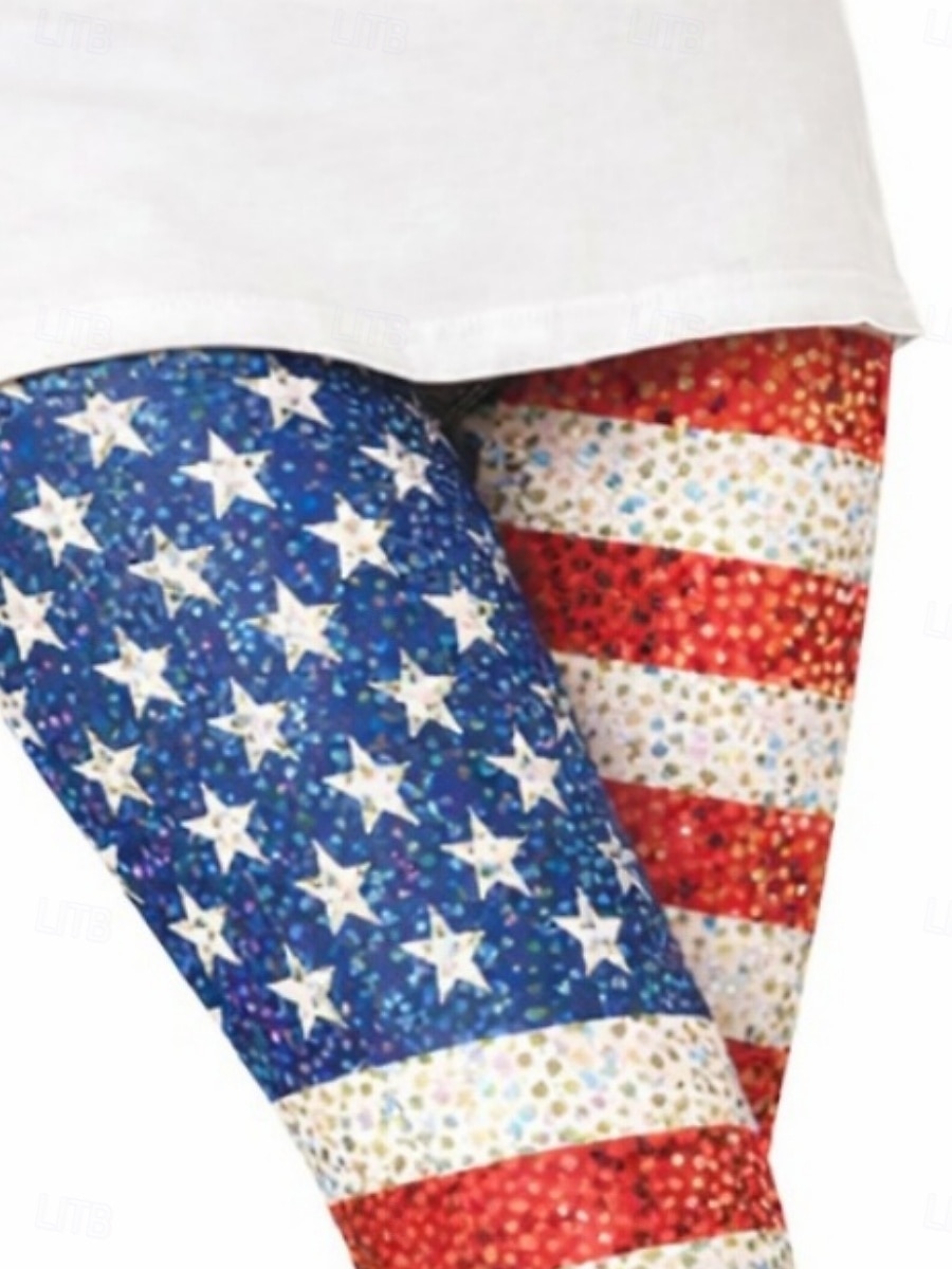 leggings da donna per il giorno dell'indipendenza americana, moda per le vacanze, stile streetwear, pantaloni capri a vita alta, bandiera, comfort, morbidi, comodi, elastici, per tutti i giorni, all'aperto, vacanza, blu, rosso, estate, primavera, autunno, del 2026 a $16.49 –P2