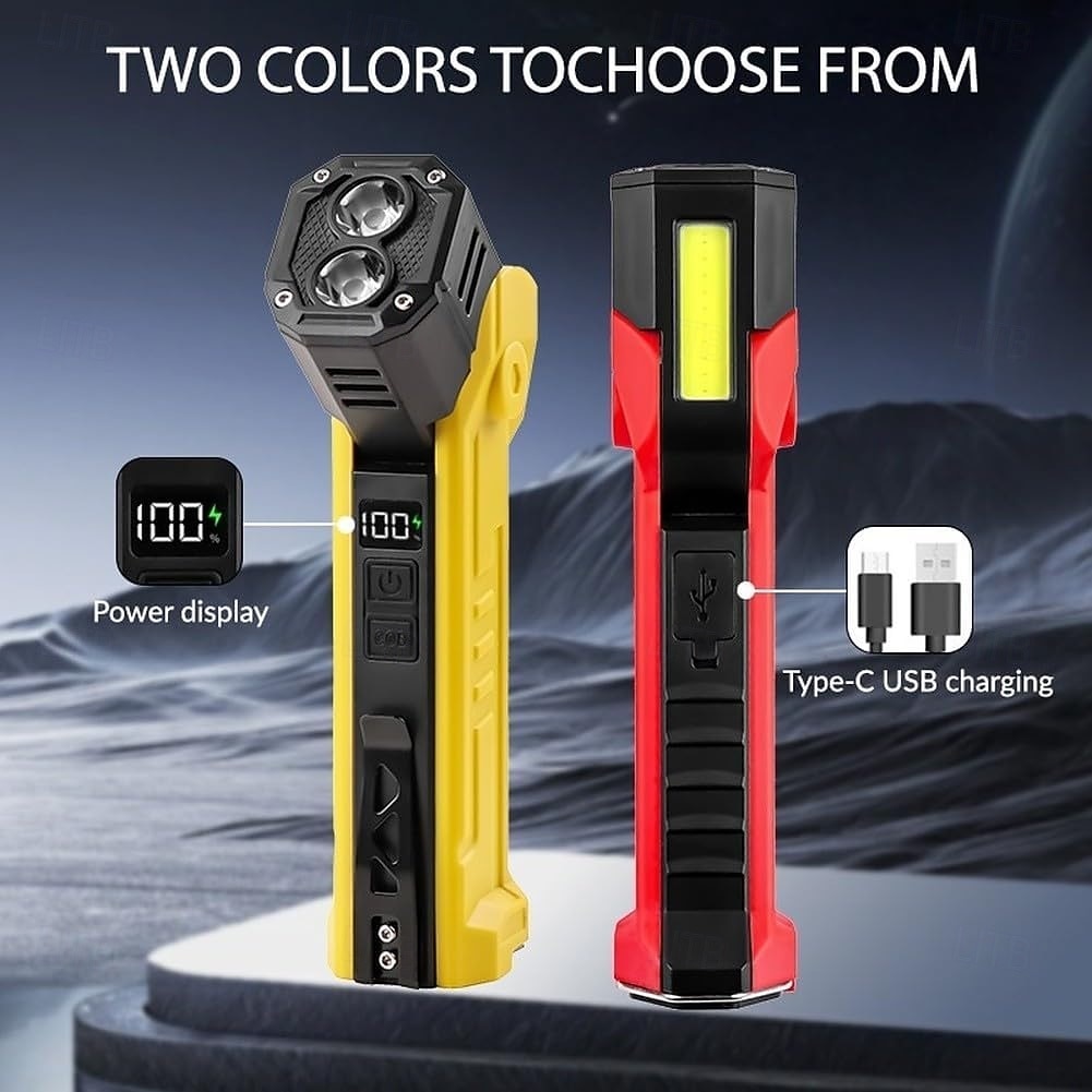Flashlight with Dual Light Sources 180 Degree Rotating Digital Power Display USB-C Rechargeable for XTE for COB LED Outdoor Camping Hiking 2026 - $23.99 –P4