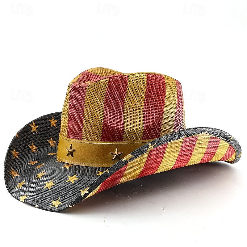 250-årsjubileum i USA Vestlig Cowboyhatt Cowgirl lue Cowgirl Cowboy West Cowboy Kostyme Unisex Maskerade 4. juli Fest Uavhengighetsdagen Voksne Hatt Alle årstider 2026 - $26.99 –P1