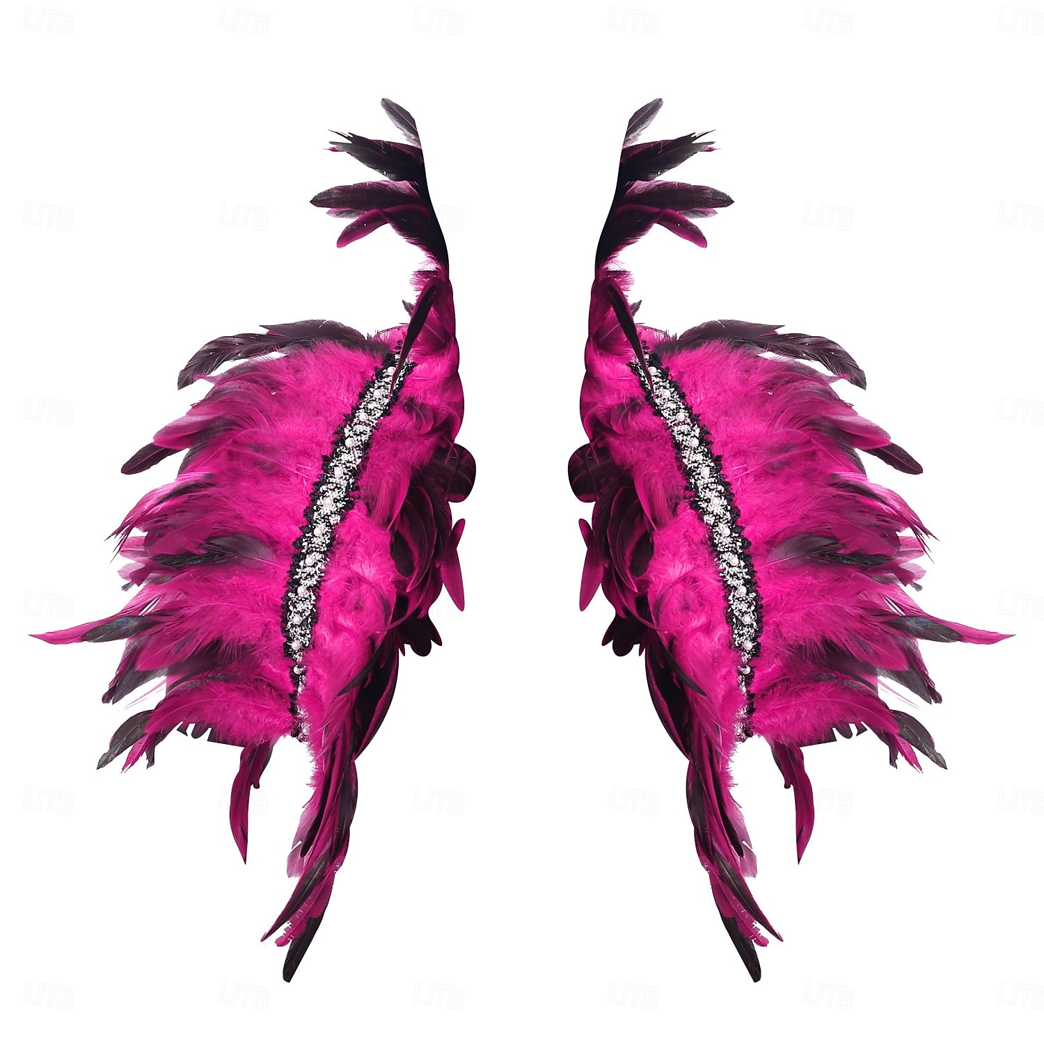 Carnaval 2026 Accessoires de Carnaval de Rio Samba Épaulières Femme Plumes Rouges avec Bord en Strass Costume de Performance Festival Brésilien de 2026 ? $17.99 –P7
