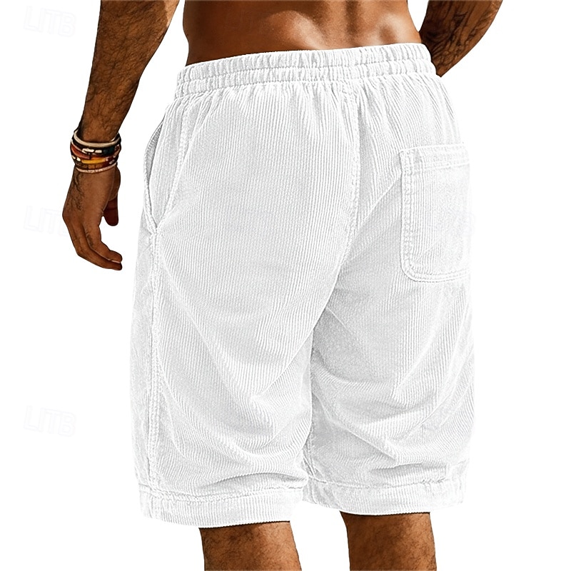 Per uomo Shorts Pantaloncini casual Pantaloncini di velluto a coste Pantaloncini strutturati Tasca Elastico in vita Tinta unica Semplice Comodità Traspirante Lunghezza al ginocchio Casuale All'aperto del 2026 a $9.49 –P9