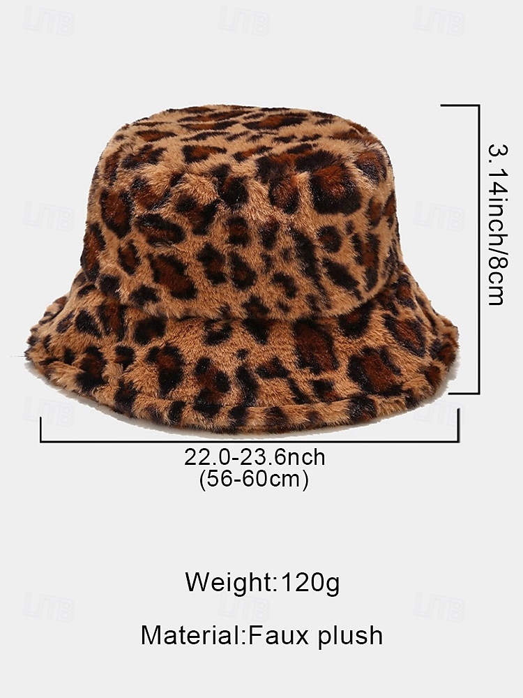 2026年 レディースフェイクファーヒョウ柄バケットハット - マルチカラー、ポリエステル素材、トレンド感があり、カジュアルなお出かけや冬服にぴったりの着心地  コレクション – $14.99 –P10