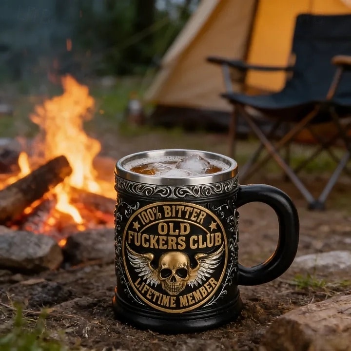 Taza de miembro vitalicio del Old F*ckers Club, taza de café de cerámica de 10 oz con diseño de esqueleto vintage, artículos para beber con humor atrevido para uso diario, regalo de broma para 2026 - $25.99 –P9
