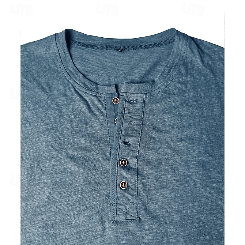 Hombre Henley Shirt Tee Camiseta 100% algodón Manga Larga Color sólido Plano Un Color Moda Design Casual Botones Puro Henley Casual Diario Exterior Verano Primavera Otoño Negro Blanco Azul Marino 2026 - $18.49 –P2