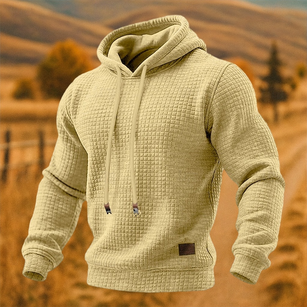 Herren Kapuzensweatshirt Waffle Kapuzensweatshirt Pullover Kapuzensweatshirt Aprikose Weinrot Schwarz Weiß Gelb Mit Kapuze Einfach Strukturiert Lässig Täglich Sport & Outdoor Streetwear Cool 2026 - $19.99 –P8