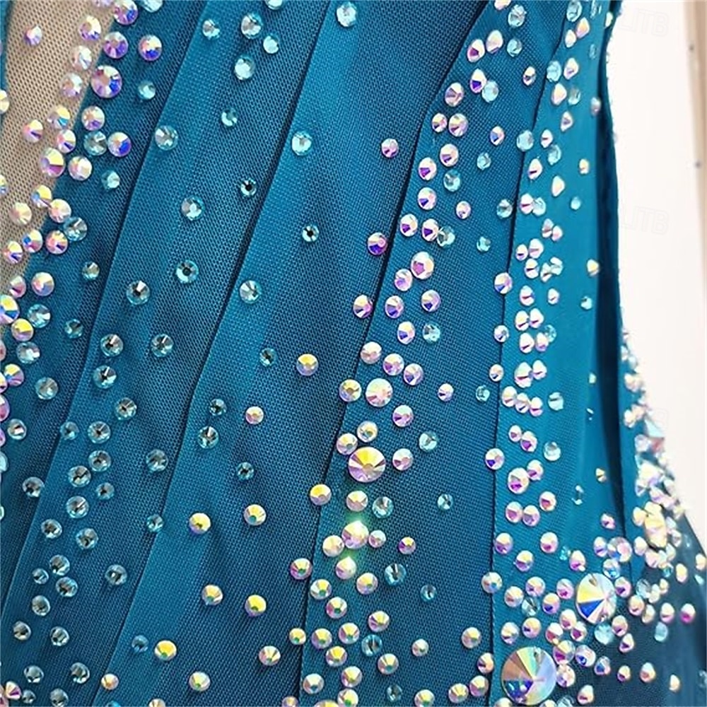 Fleecetakki taitoluisteluun Taitoluistelupuku Naisten Luistimet Hameet Järvensininen Tilkkutäkki Peukalonreikä Elastinen Kouluts Kilpailu Luisteluasu Klassinen Kristalli / Strassi Pitkähihainen 2026 - $289.09 –P3