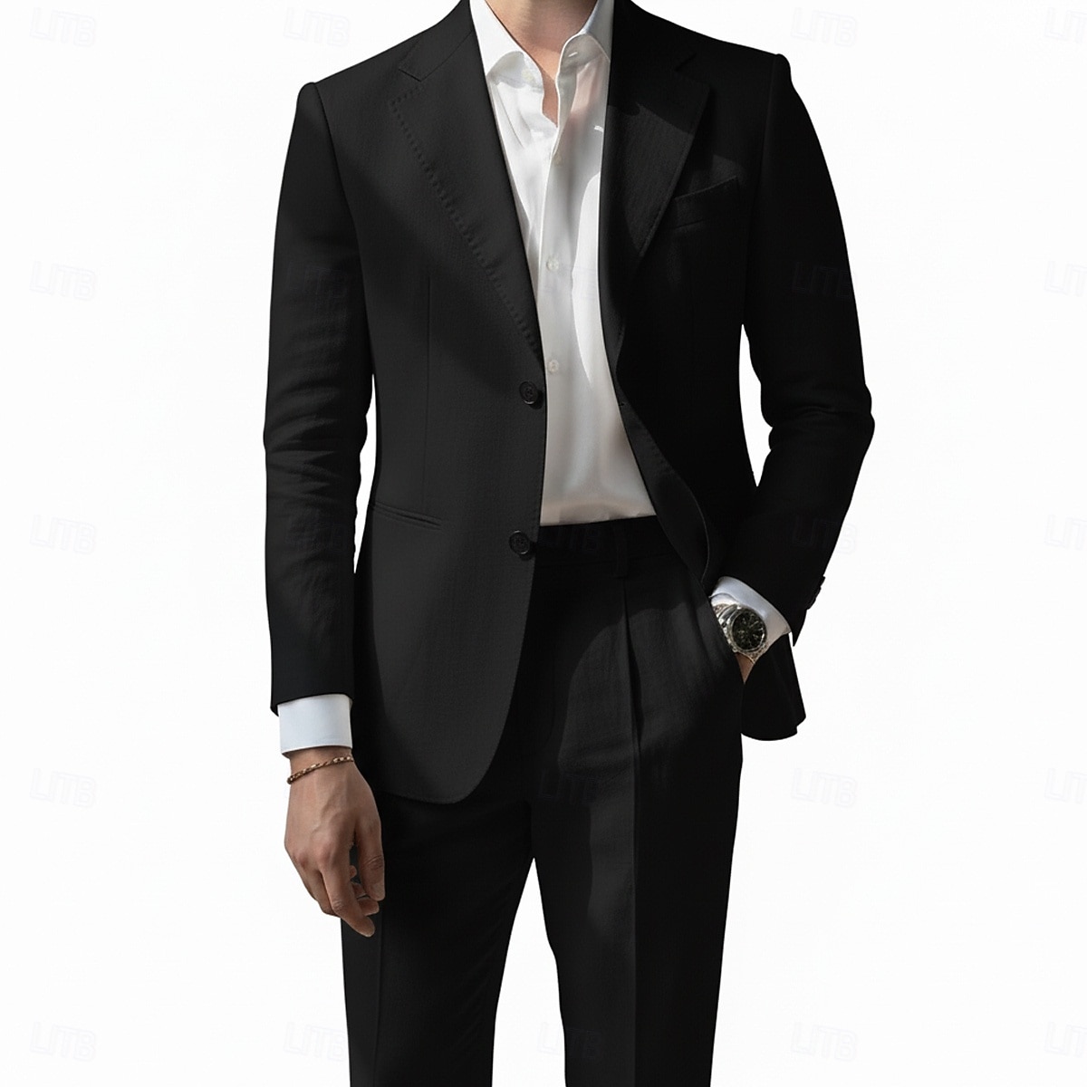 Men's Linen Suits Beach Wedding Spring Wedding Black White Spring & Summer Suit Notch Lapel Fashion Party Solid Colored Tailored Fit 2 Piece Single Breasted Two-buttons 2026 - $99.99 –P3