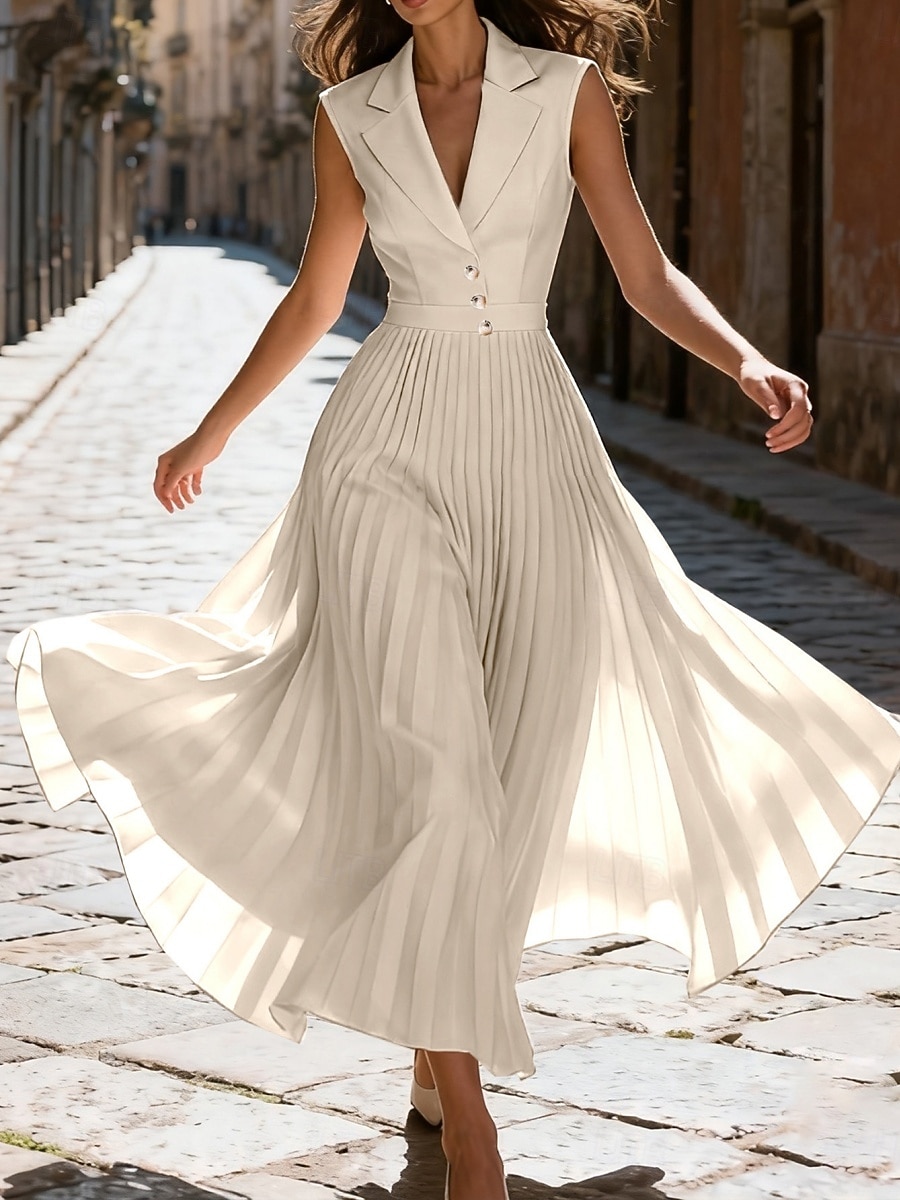 Damskie Sukienka midi Sukienka do pracy Sukienka kamizelka Elegancja Moda Nowoczesny Na zewnątrz Biuro Urlop Regularny Równina Bez rękawów W serek Morelowy Lato Wiosna 2026 - $37.99 –P1