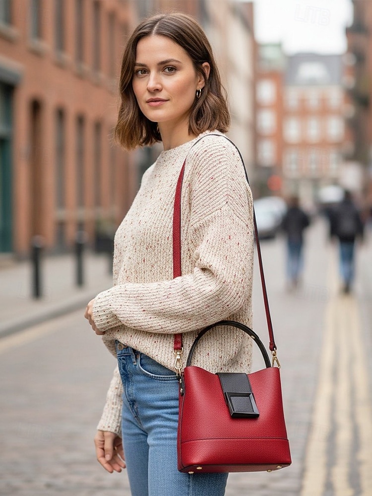 2026年 女性用フェイクレザーバケットバッグ - 多用途のショルダーバッグとクロスボディスタイル、複数の色、カジュアルからセミフォーマルまで使えるトレンディで丈夫なバッグ  コレクション – $29.99 –P3